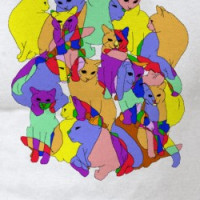 Colorful Cat Pattern T-shirt