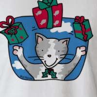 Grey Christmas Cat T-shirt T-shirt